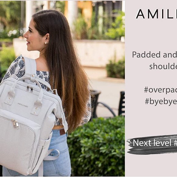 AMILLIARDI Diaper Bag Backpack 6 Bottle Holders - Picture 7 of 7